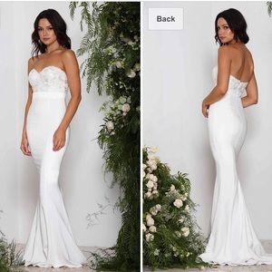 Elle Zeitoune Kiara Lace Bust Long Dress Sz 8